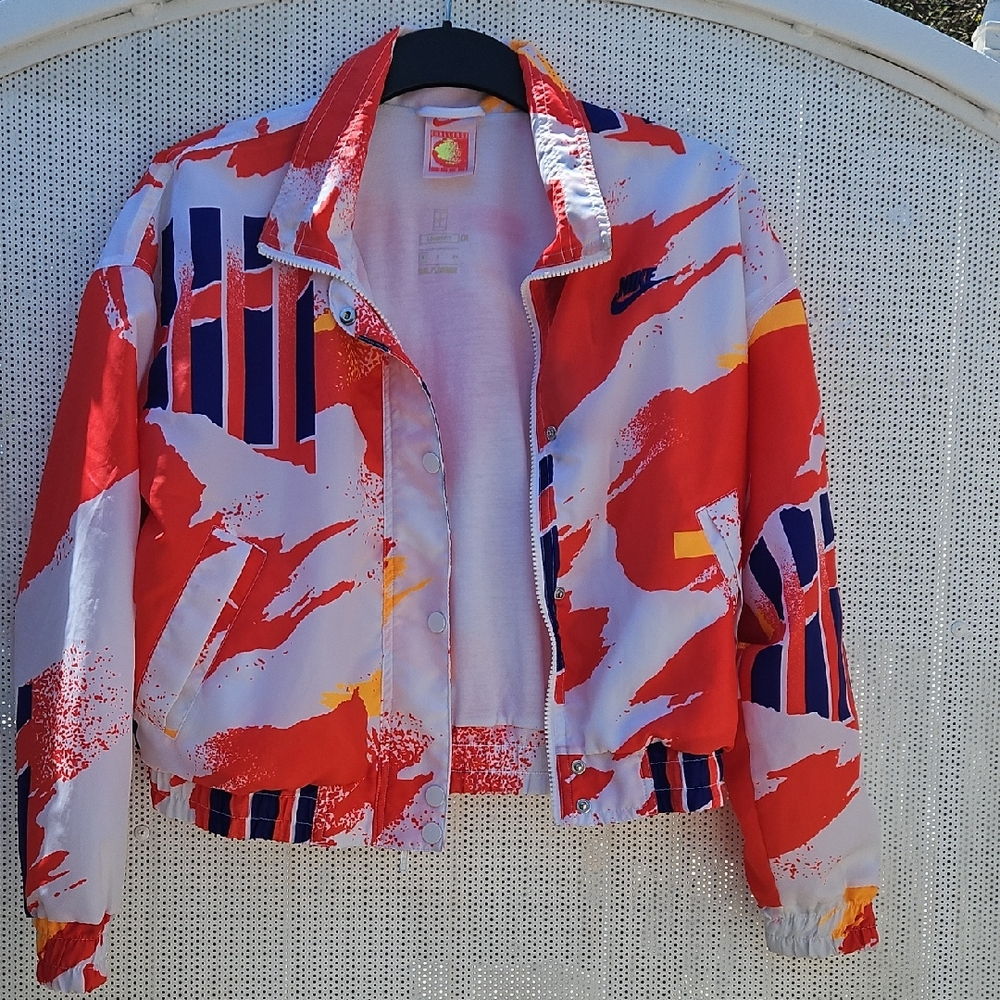 Nike Red and White Women's Bomber Jacket